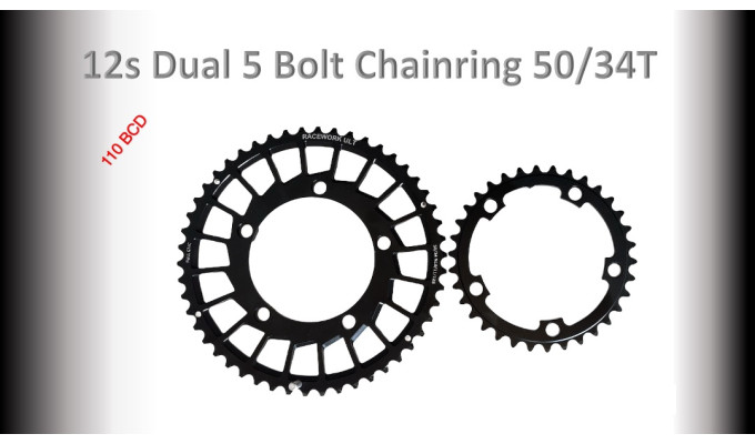 ROAD (50/34T) 110BCD 5 bolt 10/11/12s Round Spider Black RACEWORX Set